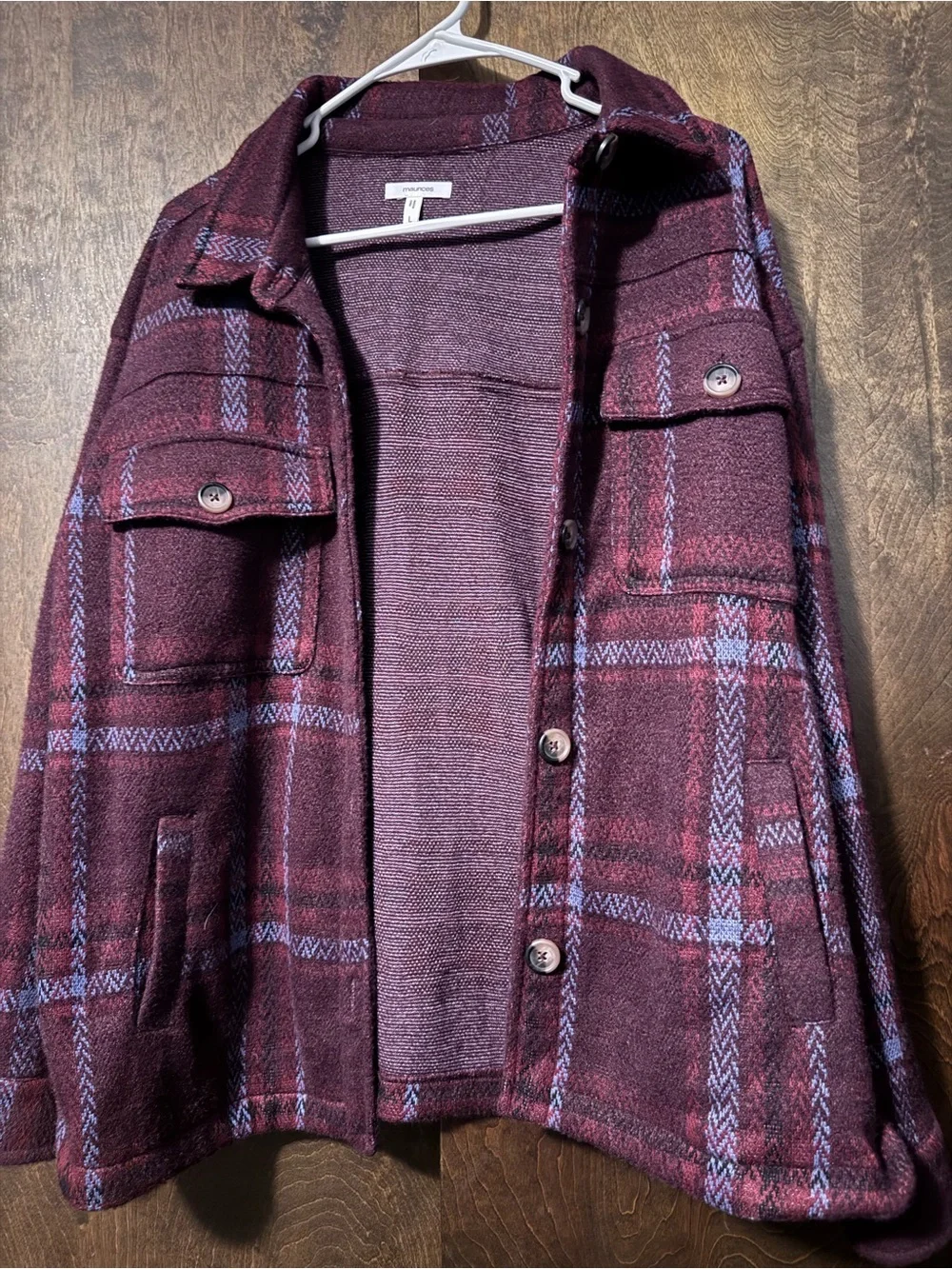 Maurices Burgundy Plaid Shacket